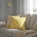 IKEA FJUNKLOCKA (ИКЕА ФЙУНКЛОКА) — Наволочка, жёлтая/белая 50x50 см — фото 3