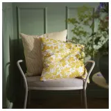 IKEA FJUNKLOCKA (ИКЕА ФЙУНКЛОКА) — Наволочка, жёлтая/белая 50x50 см — фото 6