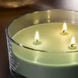 IKEA LOTSFÅGEL (ИКЕА ЛОТСФОГЕЛ) — Свеча ароматическая в стекле, 3 фитиля, яблоко/светло-зелёный, 25 ч — фото 5