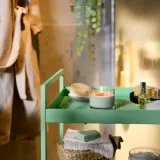 IKEA LOTSFÅGEL (ИКЕА ЛОТСФОГЕЛ) — Свеча ароматическая в стекле, Яблоко светло-зелёная 20 ч — фото 2