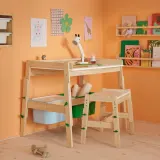 IKEA FLISAT (ИКЕА ФЛИСАТ) — Скамья детская, регулировка высоты/зелёная — фото 3