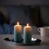 IKEA DAGLIGEN (ИКЕА ДАГЛИГЕН) — Свеча-столб без запаха, бледно-голубая 14 см 40 ч — фото 2