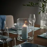 IKEA DAGLIGEN (ИКЕА ДАГЛИГЕН) — Свеча-столб без запаха, бледно-голубая 14 см 40 ч — фото 3