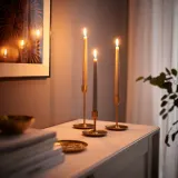 IKEA KLOKHET (ИКЕА КЛОКХЕТ) — Свеча коническая без запаха, серо-бежевая 25 см 8 шт — фото 2