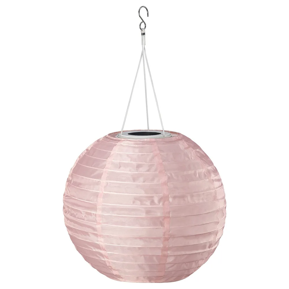 IKEA SOLVINDEN (ИКЕА СОЛВИНДЕН) — Светильник подвесной на солнечной батарее LED, для улицы шар/розовый 30 см