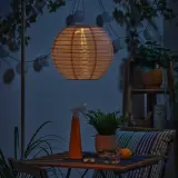 IKEA SOLVINDEN (ИКЕА СОЛВИНДЕН) — Светильник подвесной на солнечной батарее LED, для улицы шар/розовый 30 см — фото 3