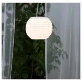 IKEA SOLVINDEN (ИКЕА СОЛВИНДЕН) — Светильник подвесной, на солнечной батарее белый 22 см — фото 2