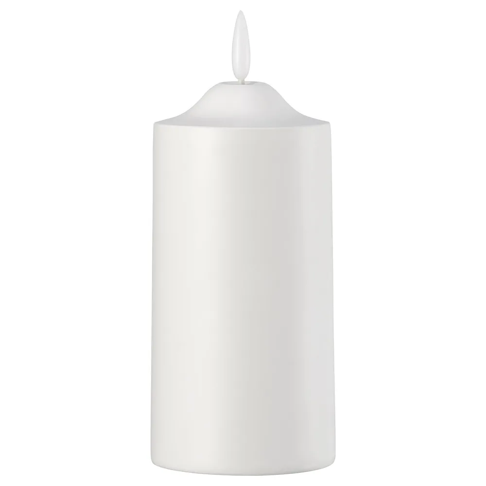 IKEA SMÅLOM (ИКЕА СМОЛОМ) — Светодиодная свеча-столбик, на батарейках белая 14 см