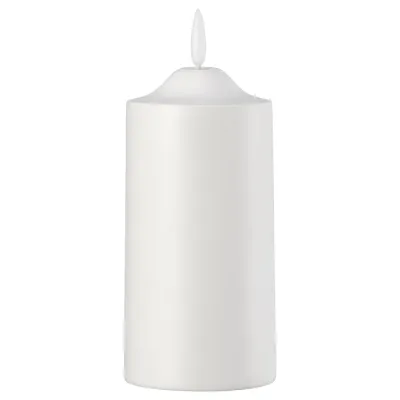 IKEA SMÅLOM (ИКЕА СМОЛОМ) — Светодиодная свеча-столбик, на батарейках белая 14 см