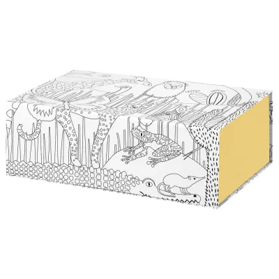 IKEA SANDLÖPARE (ИКЕА САНДЛЁПАРЕ) — Коробка, с рисунком/жёлтая 25x17x8.5 см