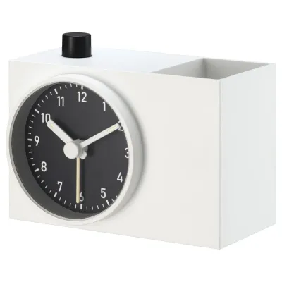 IKEA ÖKENMARSVIN (ИКЕА ЁКЕНМАРСВИН) — Будильник, белый 11x6x9 см