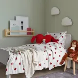IKEA BARNDRÖM (ИКЕА БАРНДРЁМ) — Пододеяльник и наволочка, белый красный/сердечки фланель 150x200/50x60 см — фото 3