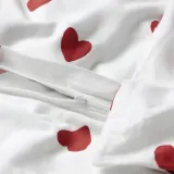 IKEA BARNDRÖM (ИКЕА БАРНДРЁМ) — Пододеяльник и наволочка, белый красный/сердечки фланель 150x200/50x60 см — фото 4