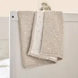 IKEA LEN (ИКЕА ЛЕН) — Одеяльце, белый бежевый/в горошек муслин 80x100 см — фото 4