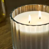 IKEA TOFSTÄRNA (ИКЕА ТОФСТЭРНА) — Ароматическая свеча в стекле, 2 фитиля, аромат свежего белья прозрачное стекло 50 ч — фото 4