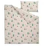 IKEA LEN (ИКЕА ЛЕН) — Пододеяльник и наволочка для детской кроватки, бежевый/кролики и медведи 110x125/35x55 см — фото 2