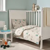 IKEA LEN (ИКЕА ЛЕН) — Пододеяльник и наволочка для детской кроватки, бежевый/кролики и медведи 110x125/35x55 см — фото 6
