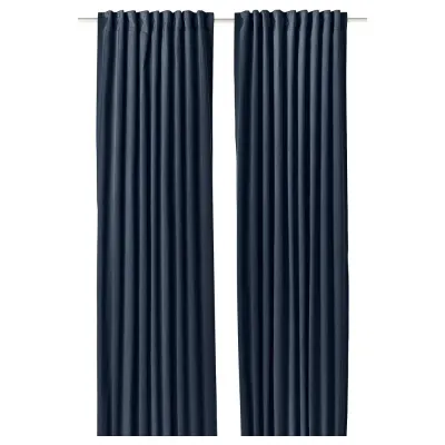 IKEA SANELA (ИКЕА САНЕЛА) — Штора, 2 шт., тёмно-синий/на тесьме 140x280 см