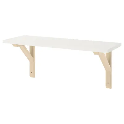 IKEA BURHULT (ИКЕА БУРХУЛТ) — / SANDSHULT Полка настенная, белый/осина 59x20 см