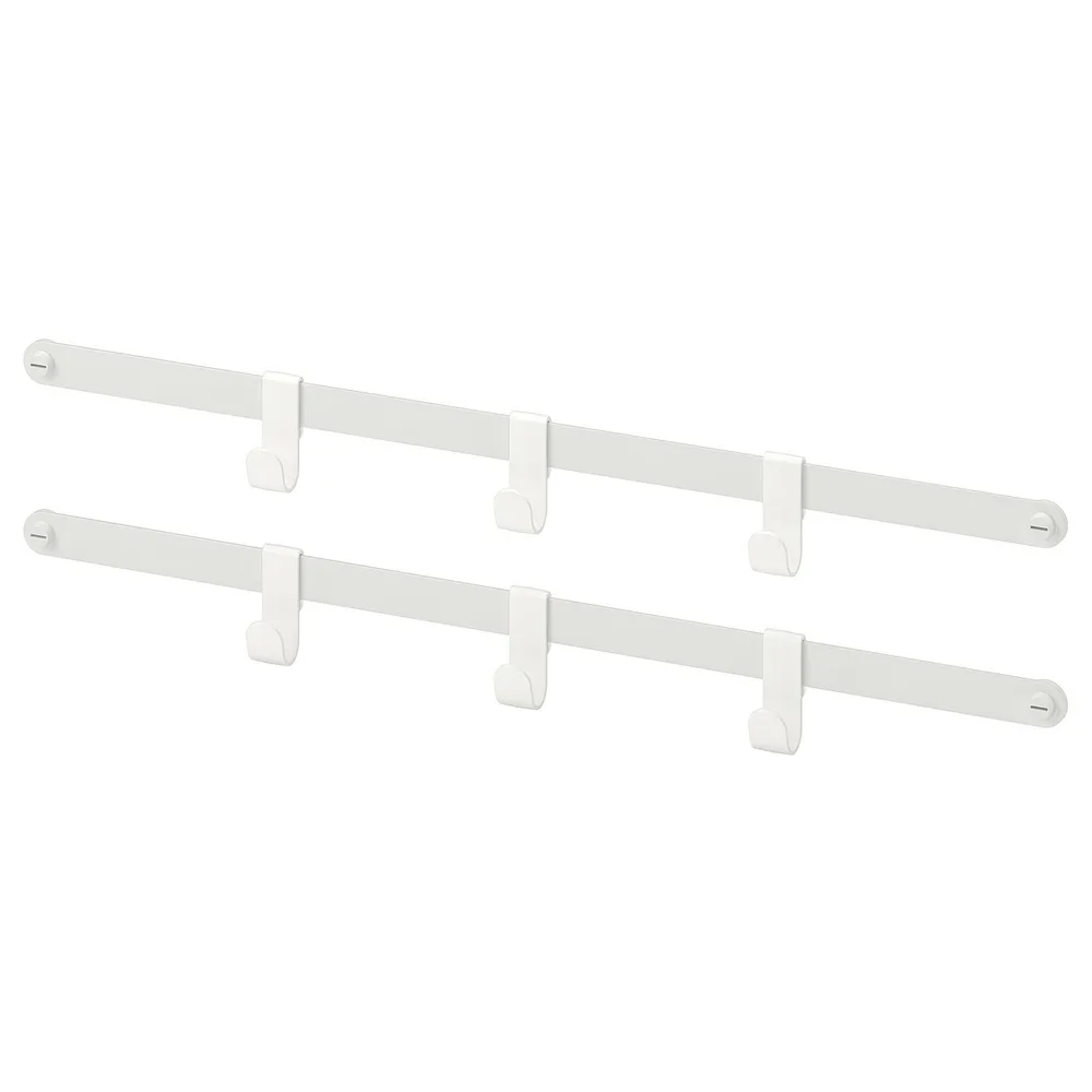IKEA HJÄLPA (ИКЕА ХЙЭЛПА) — 2 рейки для подвешивания + 6 крючков, белый 55 см