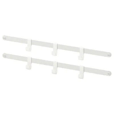 IKEA HJÄLPA (ИКЕА ХЙЭЛПА) — 2 рейки для подвешивания + 6 крючков, белый 55 см