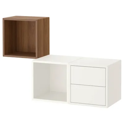 IKEA EKET (ИКЕА ЕКЕТ) — Комбинация навесных шкафов, белый/орех 105x35x70 см