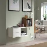 IKEA EKET (ИКЕА ЕКЕТ) — Комбинация навесных шкафов, белый/орех 105x35x70 см — фото 2