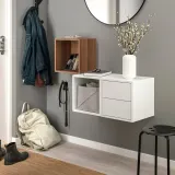 IKEA EKET (ИКЕА ЕКЕТ) — Комбинация навесных шкафов, белый/орех 105x35x70 см — фото 3
