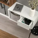 IKEA EKET (ИКЕА ЕКЕТ) — Комбинация навесных шкафов, белый/орех 105x35x70 см — фото 4