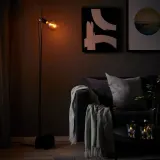IKEA HÅRSLINGA (ИКЕА ХОРСЛИНГА) — / MOLNART Торшер с лампочкой, чёрный/шар серое прозрачное стекло — фото 3