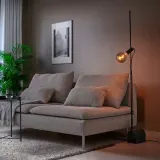 IKEA HÅRSLINGA (ИКЕА ХОРСЛИНГА) — / MOLNART Торшер с лампочкой, чёрный/шар серое прозрачное стекло — фото 4
