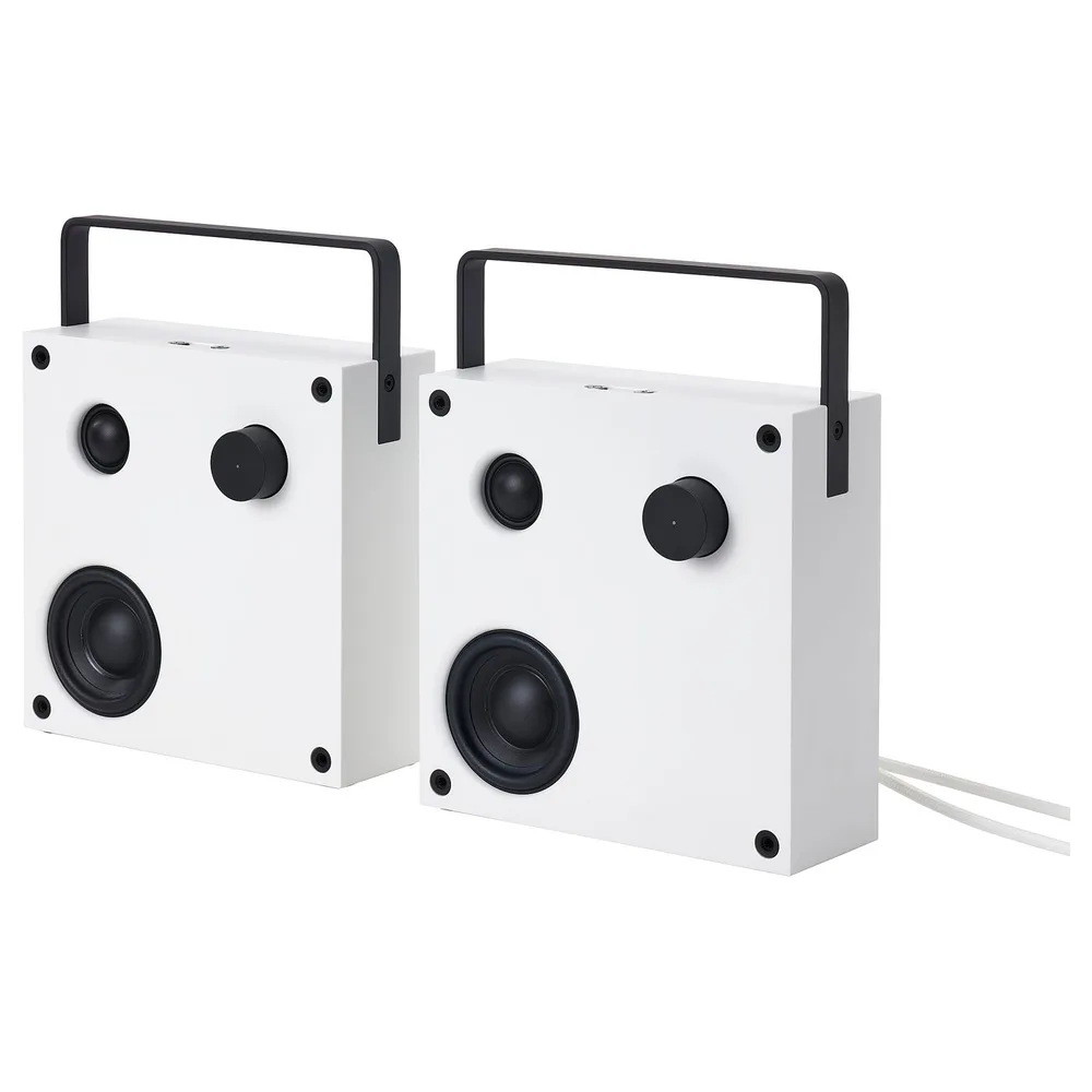 IKEA VAPPEBY (ИКЕА ВАППЕБЙ) — Bluetooth-колонки, белые, 2 шт., поколение 3, 20x20 см