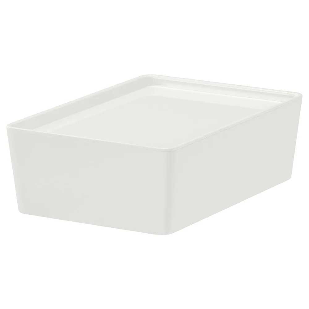 IKEA KUGGIS (ИКЕА КУГГИС) — Контейнер с крышкой, белый 18x26x8 см