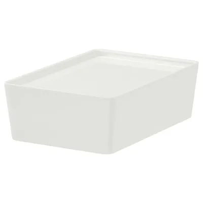 IKEA KUGGIS (ИКЕА КУГГИС) — Контейнер с крышкой, белый 18x26x8 см