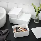 IKEA KUGGIS (ИКЕА КУГГИС) — Контейнер с крышкой, белый 18x26x8 см — фото 2