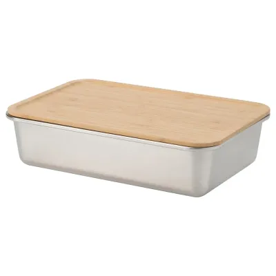 IKEA 365+ (ИКЕА 365+) — Контейнер для еды с крышкой, большой прямоугольный нержавеющая сталь/бамбук 3 л