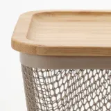 IKEA 365+ (ИКЕА 365+) — Корзина для еды с крышкой, квадратная металл/светлый серо-коричневый бамбук 15x15x11 см — фото 5