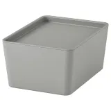 IKEA KUGGIS (ИКЕА КУГГИС) — Контейнер с крышкой, светло-серый 13x18x8 см — фото 1