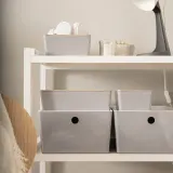 IKEA KUGGIS (ИКЕА КУГГИС) — Контейнер с крышкой, светло-серый/бамбук 13x18x8 см — фото 3