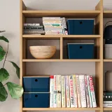 IKEA KUGGIS (ИКЕА КУГГИС) — Контейнер с крышкой, чёрно-синий/бамбук 26x35x15 см — фото 3