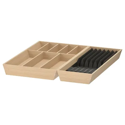 IKEA UPPDATERA (ИКЕА УППДАТЕРА) — Лоток для столовых приборов с отделением для ножей, светлый бамбук 52x50 см