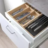 IKEA UPPDATERA (ИКЕА УППДАТЕРА) — Лоток для столовых приборов с отделением для ножей, светлый бамбук 52x50 см — фото 2