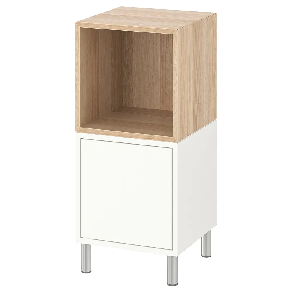 IKEA EKET (ИКЕА ЕКЕТ) — Комбинация шкафов с ножками, белая/имитация беленого дуба 35x35x80 см