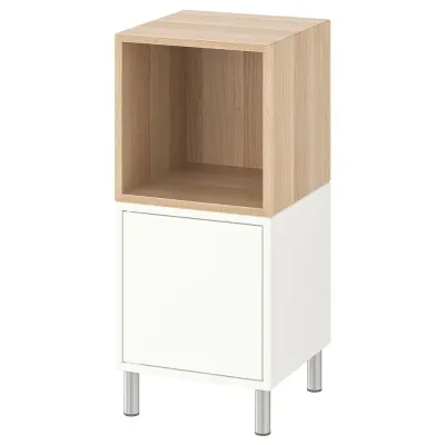 IKEA EKET (ИКЕА ЕКЕТ) — Комбинация шкафов с ножками, белая/имитация беленого дуба 35x35x80 см