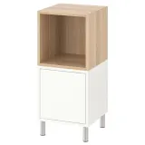 IKEA EKET (ИКЕА ЕКЕТ) — Комбинация шкафов с ножками, белая/имитация беленого дуба 35x35x80 см — фото 1