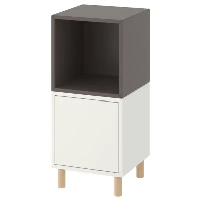 IKEA EKET (ИКЕА ЕКЕТ) — Комбинация шкафов на ножках, белый, тёмно-серый/дерево 35x35x80 см