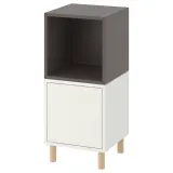 IKEA EKET (ИКЕА ЕКЕТ) — Комбинация шкафов на ножках, белый, тёмно-серый/дерево 35x35x80 см — фото 1