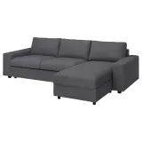 IKEA VIMLE (ИКЕА ВИМЛЕ) — Чехол на раскладной 3-местный диван с шезлонгом, с широкими подлокотниками, Гуннаред/средне-серый — фото 3
