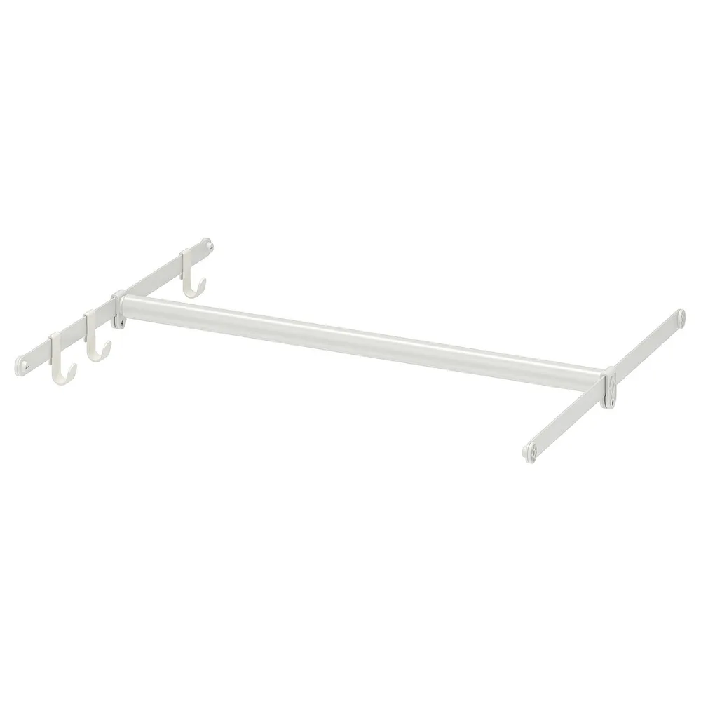 IKEA HJÄLPA (ИКЕА ХЙЭЛПА) — Штанга для одежды +2 рейки +3 крючка, регулируемая/белая 60-100x55 см