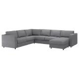IKEA VIMLE (ИКЕА ВИМЛЕ) — Чехол на угловой диван-кровать 5-местный с шезлонгом, Лейде серо-чёрный — фото 2